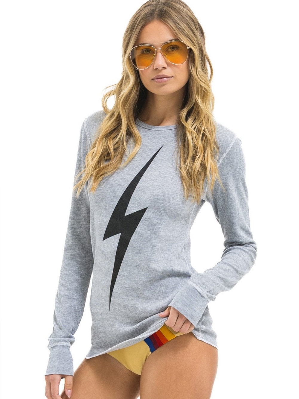 Aviator Nation BOLT THERMAL - HEATHER GREY Sz XS